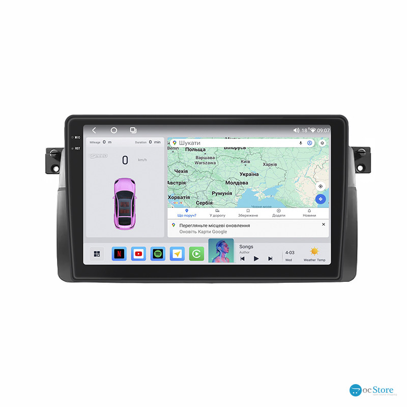 Штатная магнитола Lesko для BMW 3 серии IV (E46) Рестайлинг 2001-2007 экран 9" 4/64 QLED CarPlay 4G Wi-Fi GPS 360 Prime