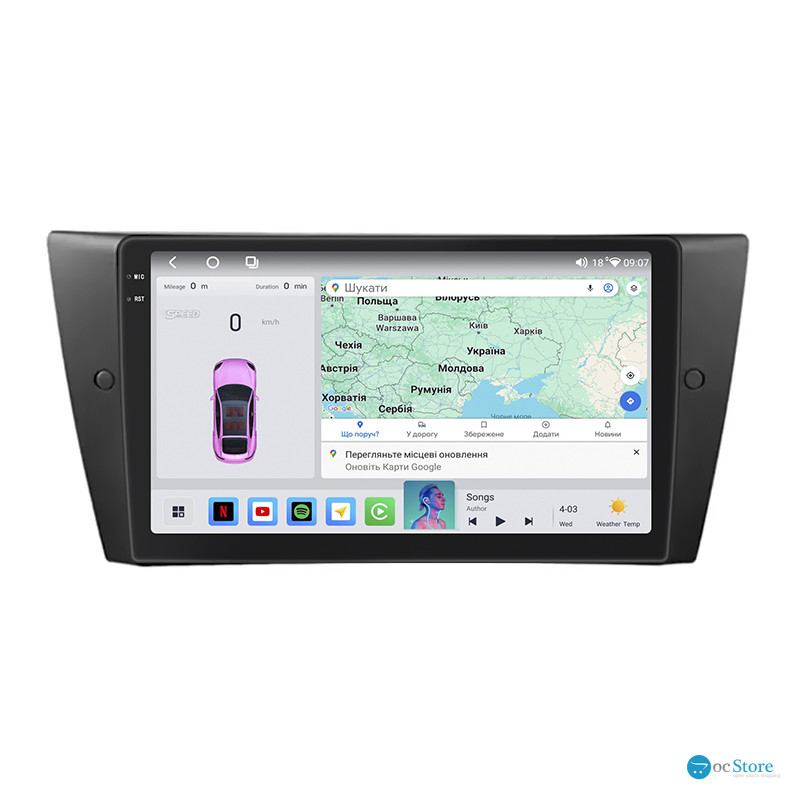 Штатная магнитола Lesko для BMW 3 серии V (E90/E91/E92/E93) 2005-2010 экран 9" 4/64 QLED CarPlay 4G Wi-Fi GPS 360 Prime