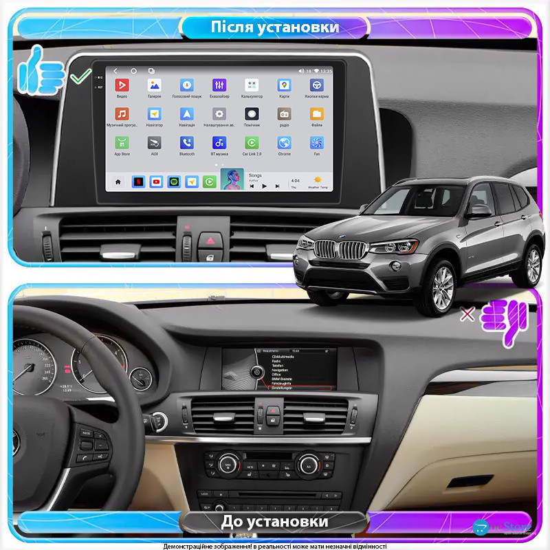 Штатная магнитола Lesko для BMW X3 II (F25) Рестайлинг 2014-2017 экран 9" 4/64 QLED CarPlay 4G Wi-Fi GPS 360 Prime
