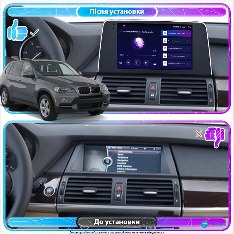 Штатная магнитола Lesko для BMW X5 II (E70) 2006-2010 экран 9" 2/32Gb 4G Wi-Fi GPS Top