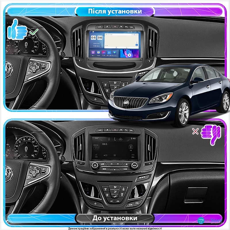 Штатная магнитола Lesko для Buick Regal V Рестайлинг 2013-2017 экран 9" 2/32Gb CarPlay 4G Wi-Fi GPS Prime