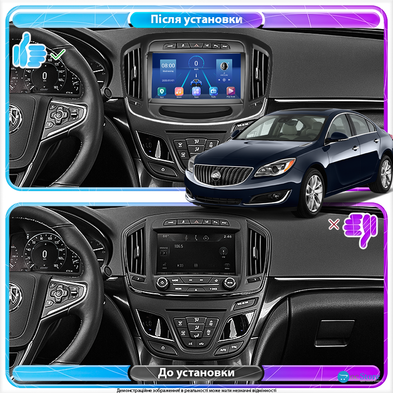 Штатная магнитола Lesko для Buick Regal V Рестайлинг 2013-2017 экран 9" 4/64Gb 4G Wi-Fi GPS Top
