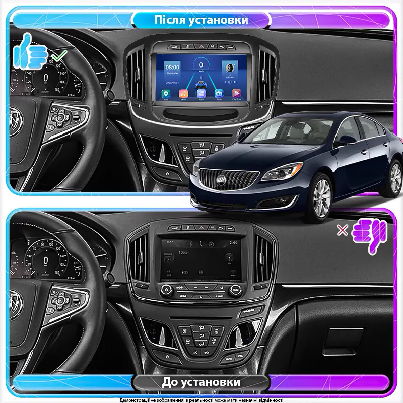 Штатная магнитола Lesko для Buick Regal V Рестайлинг 2013-2017 экран 9" 6/128Gb 4G Wi-Fi GPS Top