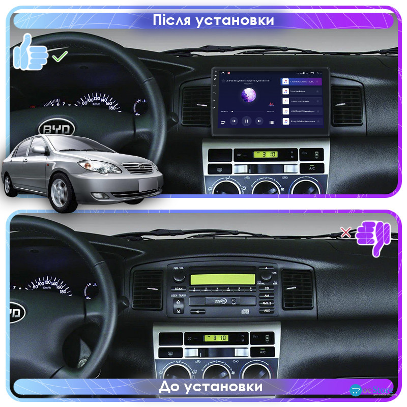 Штатная магнитола Lesko для BYD F3 I 2005-2013 экран 9" 1/16Gb Wi-Fi GPS Base