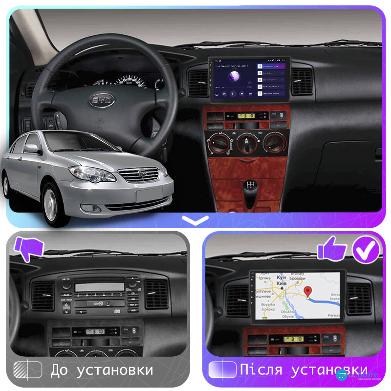 Штатная магнитола Lesko для BYD F3 I 2005-2013 экран 9" 6/128Gb 4G Wi-Fi GPS Top