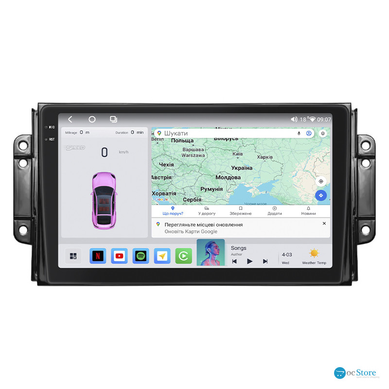 Штатная магнитола Lesko для Chery Tiggo 2 I 2016-2020 экран 9" 4/64 QLED CarPlay 4G Wi-Fi GPS 360 Prime