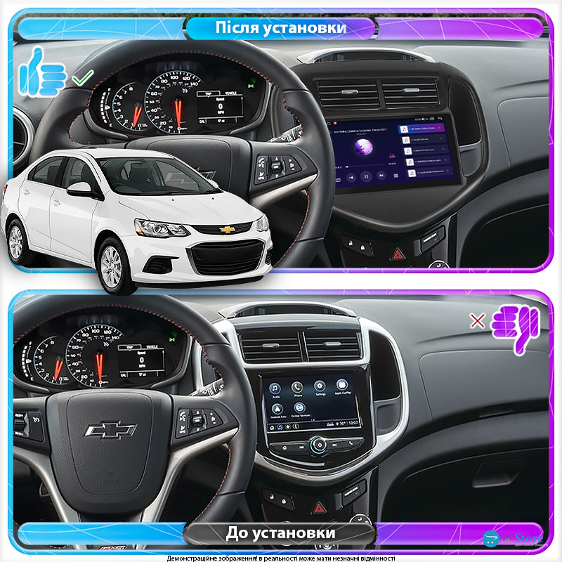 Штатная магнитола Lesko для Chevrolet Aveo III 2016-н.в. экран 9" 2/32Gb CarPlay 4G Wi-Fi GPS Prime