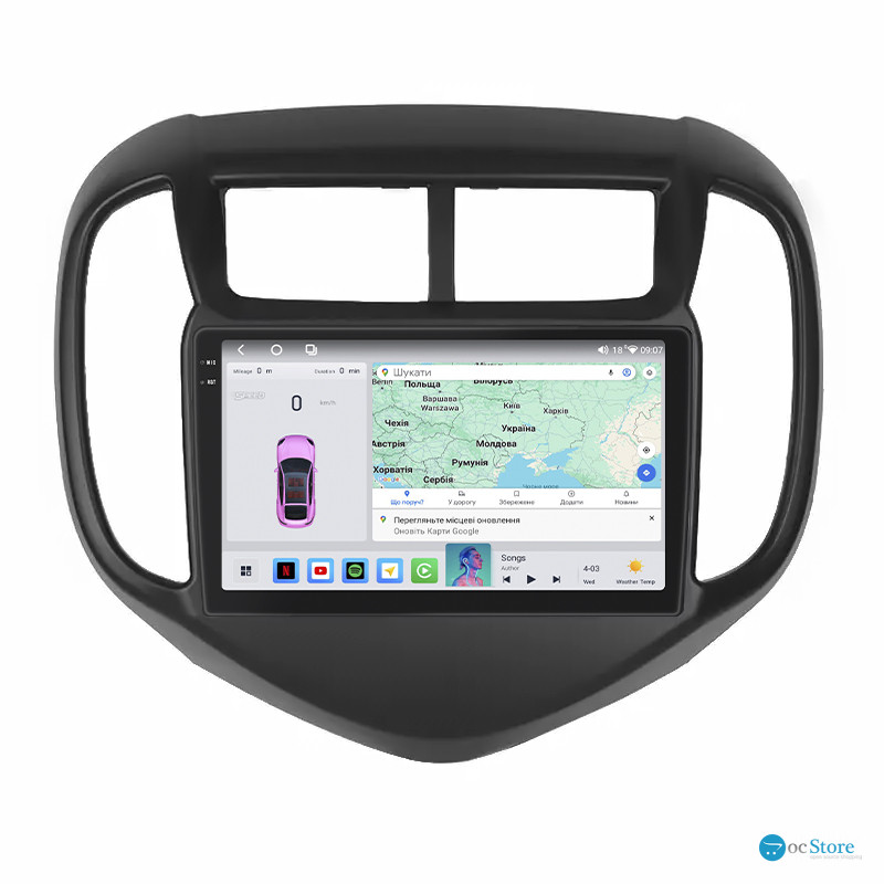 Штатная магнитола Lesko для Chevrolet Aveo III 2016-н.в. экран 9" 4/64 QLED CarPlay 4G Wi-Fi GPS 360 Prime