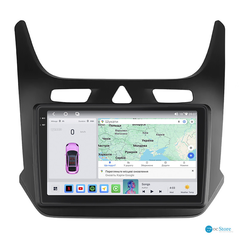 Штатная магнитола Lesko для Chevrolet Cobalt II Рестайлинг 2020-н.в. экран 9" 4/64 QLED CarPlay 4G Wi-Fi GPS 360 Prime