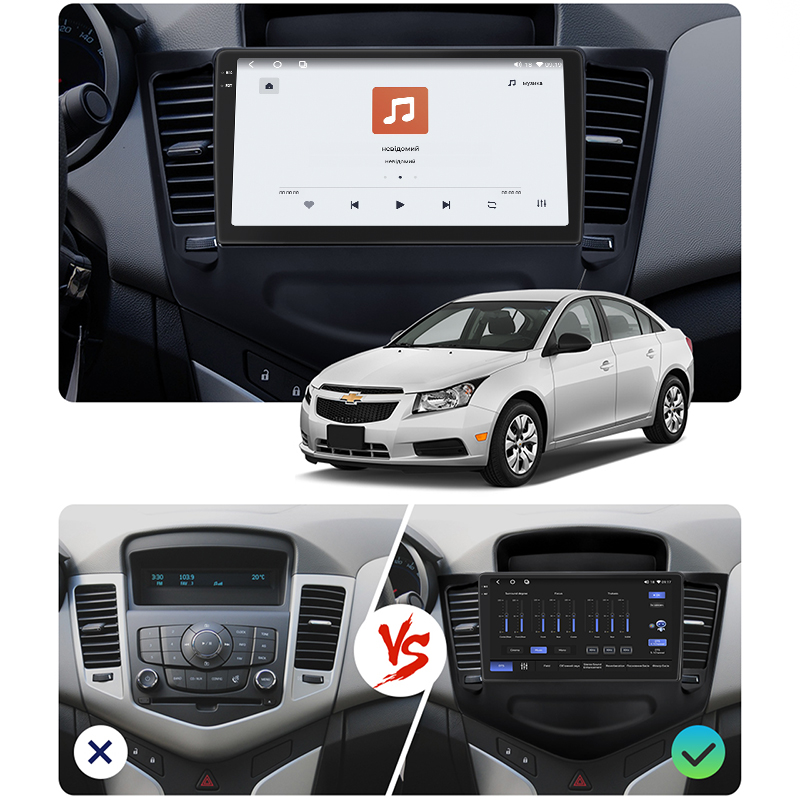 Штатная магнитола Lesko для Chevrolet Cruze I 2008-2012 экран 9" 4/64 QLED CarPlay 4G Wi-Fi GPS 360 Prime