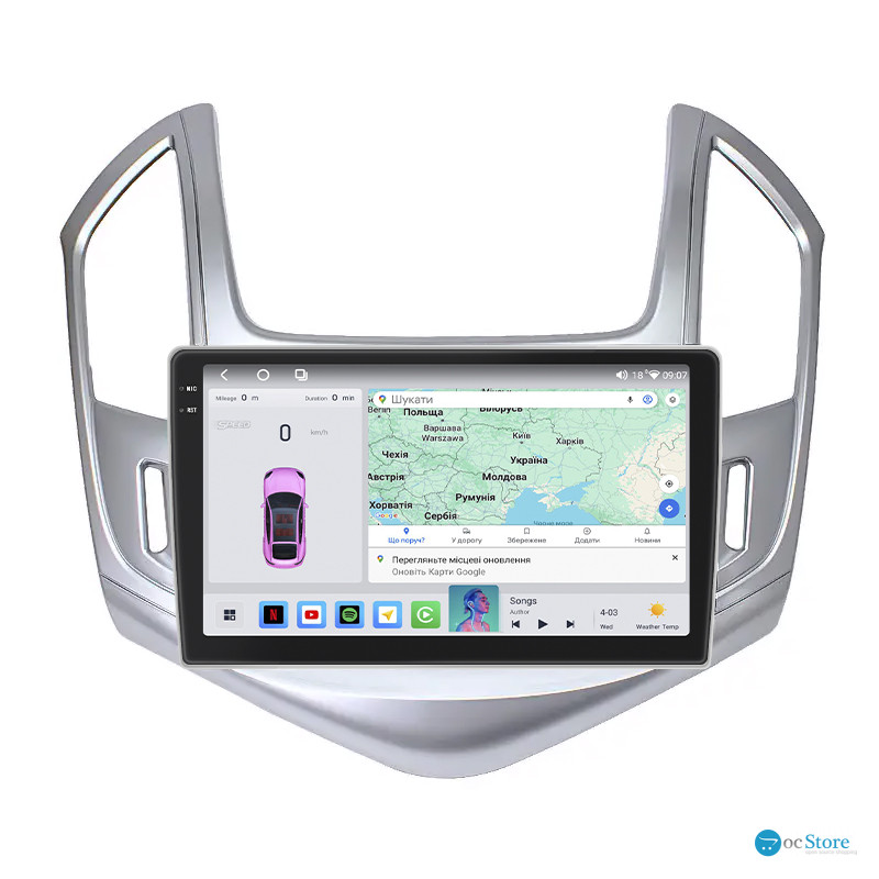 Штатная магнитола Lesko для Chevrolet Cruze I Рестайлинг 2012-2016 экран 9" 4/64 QLED CarPlay 4G Wi-Fi GPS 360 Prime
