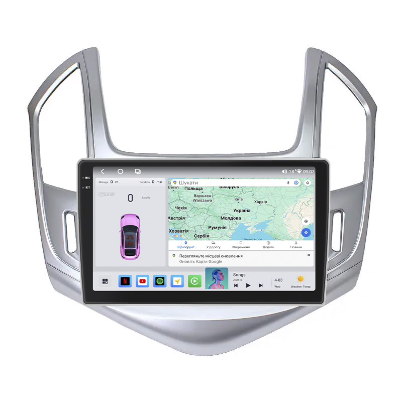 Штатная магнитола Lesko для Chevrolet Cruze I Рестайлинг 2012-2016 экран 9" 4/64 QLED CarPlay 4G Wi-Fi GPS 360 Prime