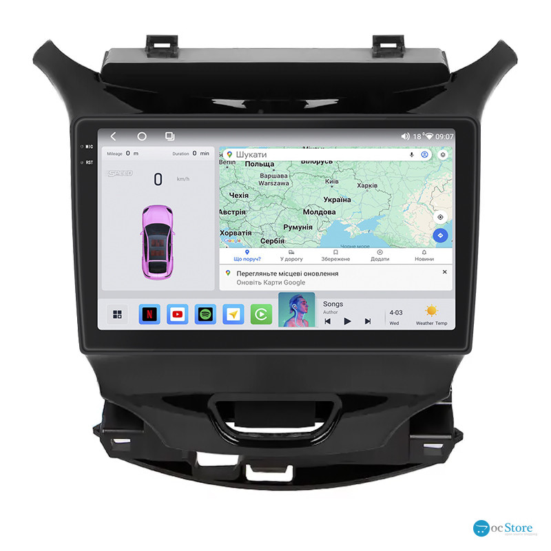 Штатная магнитола Lesko для Chevrolet Cruze II 2015-н.в. экран 9" 4/64 QLED CarPlay 4G Wi-Fi GPS 360 Prime