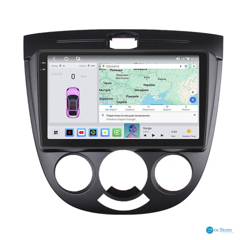 Штатная магнитола Lesko для Chevrolet Nubira  2003-2010 экран 9" 4/64 QLED CarPlay 4G Wi-Fi GPS 360 Prime