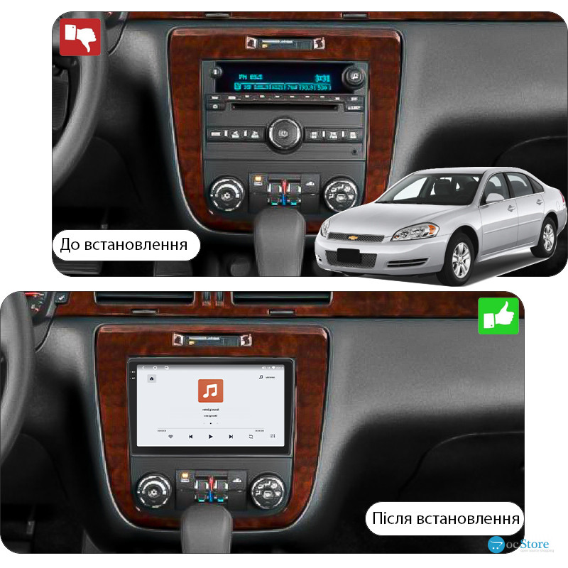 Штатная магнитола Lesko для Chevrolet Silverado II (GMT900) 2007-2013 экран 10" 4/64 QLED CarPlay 4G Wi-Fi GPS 360 Prime