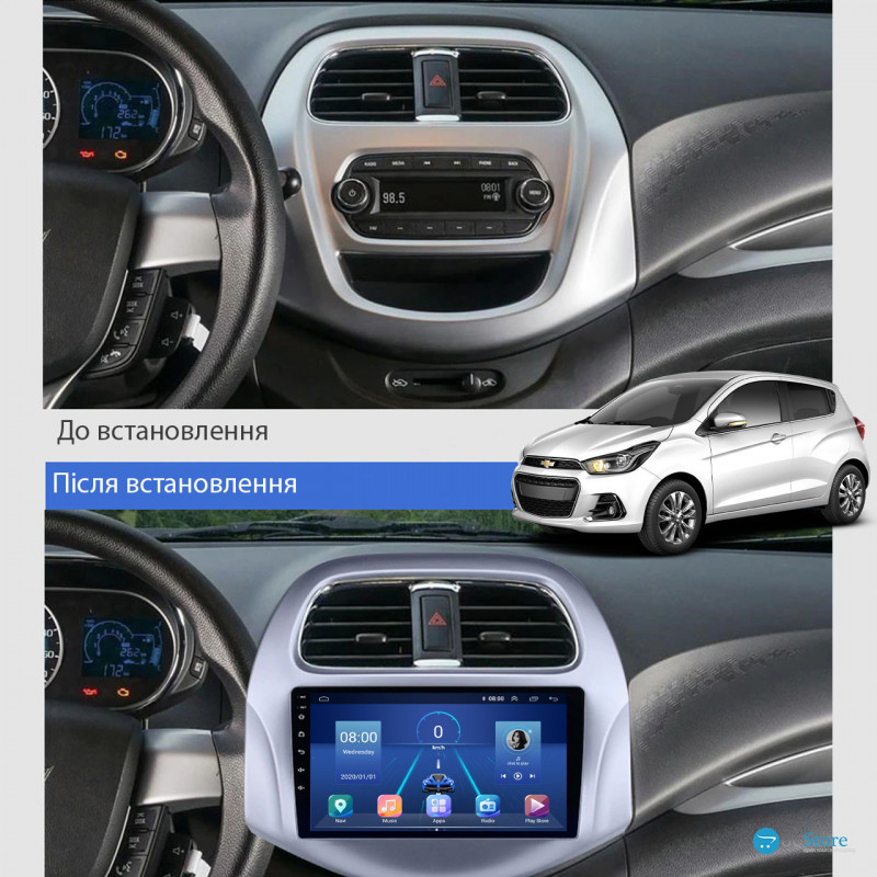 Штатная магнитола Lesko для Chevrolet Spark III (M300) Рестайлинг 2020-н.в. экран 9" 2/32Gb 4G Wi-Fi GPS Top
