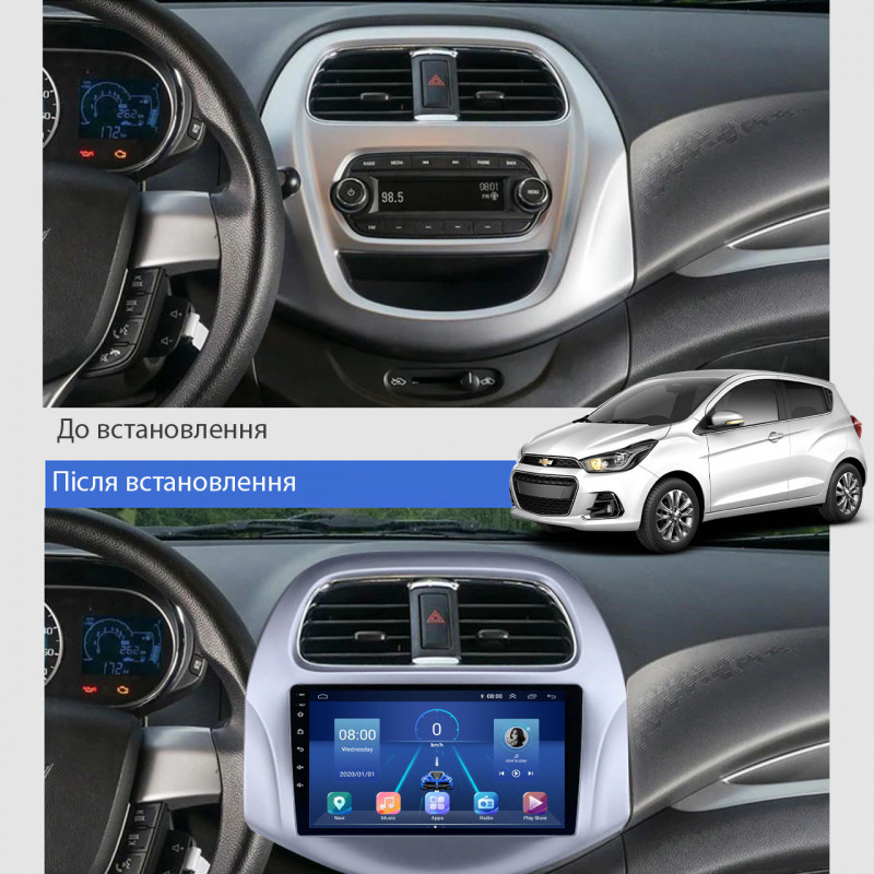 Штатная магнитола Lesko для Chevrolet Spark III (M300) Рестайлинг 2020-н.в. экран 9" 2/32Gb 4G Wi-Fi GPS Top