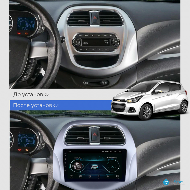 Штатная магнитола Lesko для Chevrolet Spark III (M300) Рестайлинг 2020-н.в. экран 9" 2/32Gb Wi-Fi GPS Base