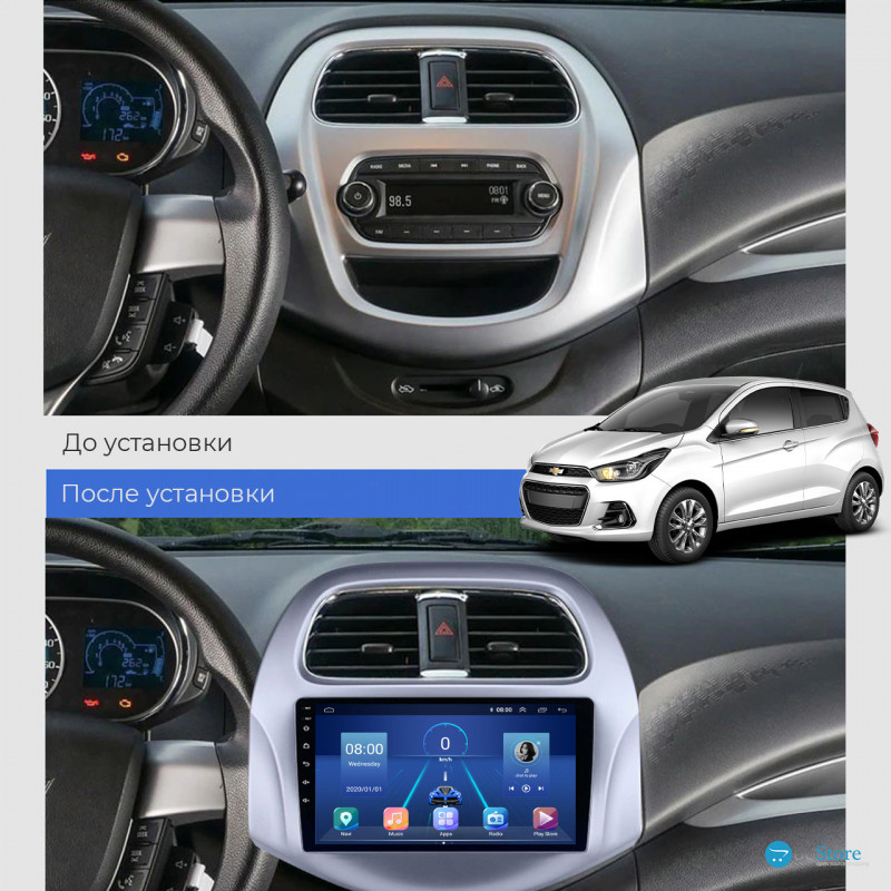 Штатная магнитола Lesko для Chevrolet Spark III (M300) Рестайлинг 2020-н.в. экран 9" 6/128Gb 4G Wi-Fi GPS Top