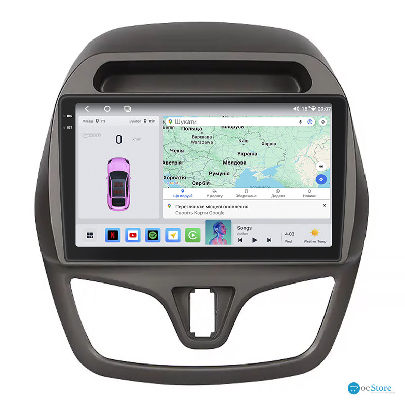 Штатная магнитола Lesko для Chevrolet Spark IV 2015-2018 экран 9" 4/64 QLED CarPlay 4G Wi-Fi GPS 360 Prime
