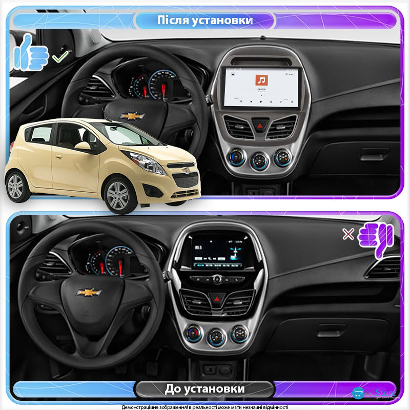 Штатная магнитола Lesko для Chevrolet Spark IV 2015-2018 экран 9" 4/64 QLED CarPlay 4G Wi-Fi GPS 360 Prime