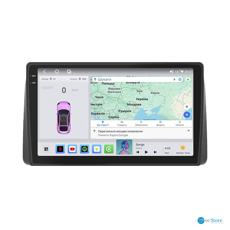 Штатная магнитола Lesko для Chrysler Voyager V Рестайлинг 2011-2016 экран 9" 4/64 QLED CarPlay 4G Wi-Fi GPS 360 Prime