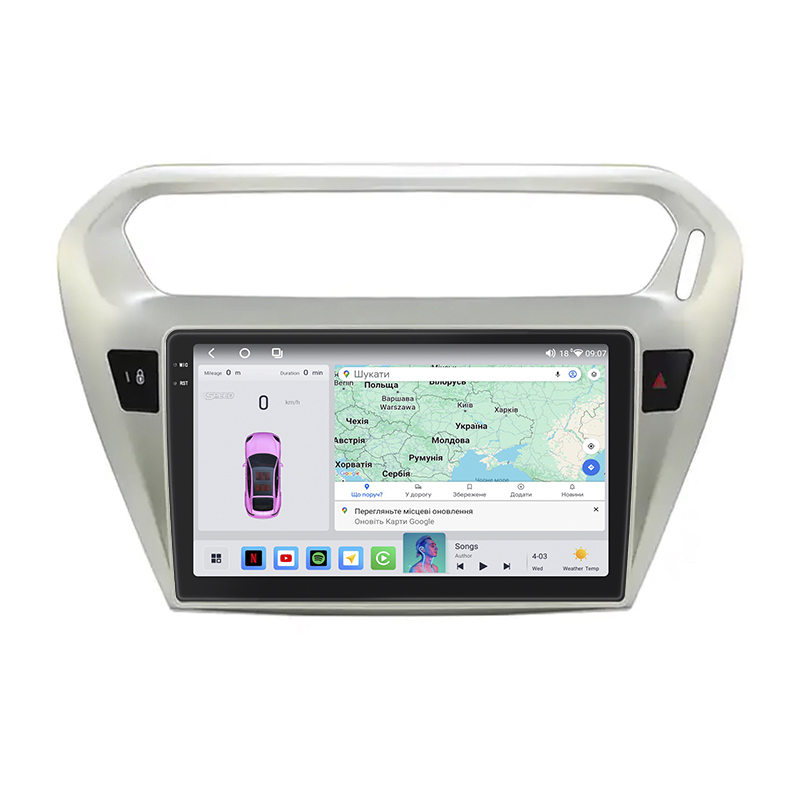 Штатная магнитола Lesko для Citroen C-Elysee I 2012-2016 экран 9" 4/64 QLED CarPlay 4G Wi-Fi GPS 360 Prime