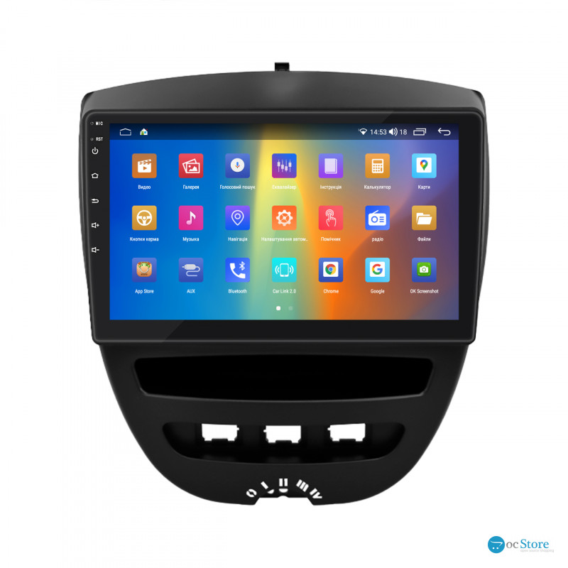 Штатная магнитола Lesko для Citroen C1 I 2005-2008 экран 10" 2/32Gb CarPlay 4G Wi-Fi GPS Prime