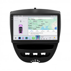 Штатная магнитола Lesko для Citroen C1 I 2005-2008 экран 10" 4/64 QLED CarPlay 4G Wi-Fi GPS 360 Prime