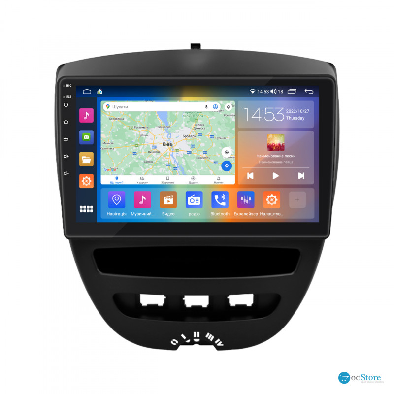Штатная магнитола Lesko для Citroen C1 I Рестайлинг 2 2012-2014 экран 10" 2/32Gb CarPlay 4G Wi-Fi GPS Prime
