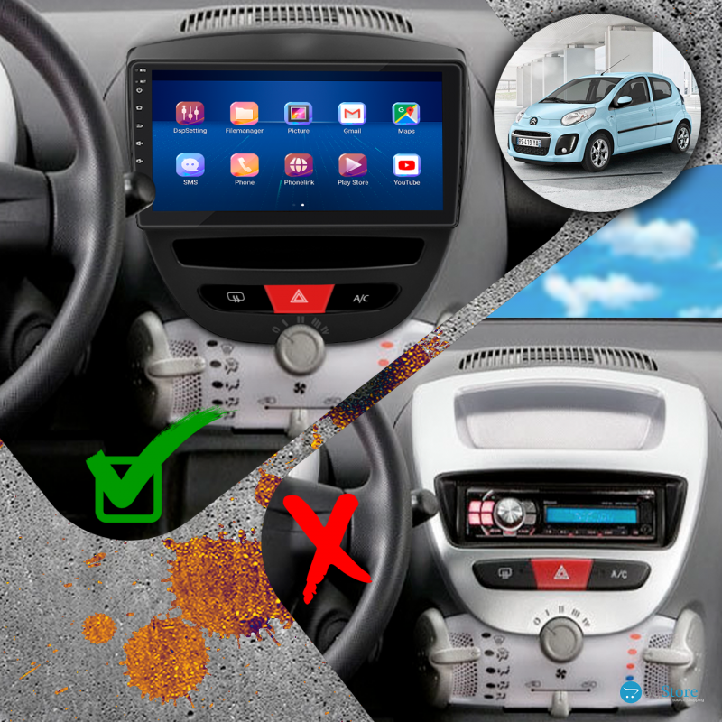 Штатная магнитола Lesko для Citroen C1 I Рестайлинг 2 2012-2014 экран 10" 2/32Gb 4G Wi-Fi GPS Top