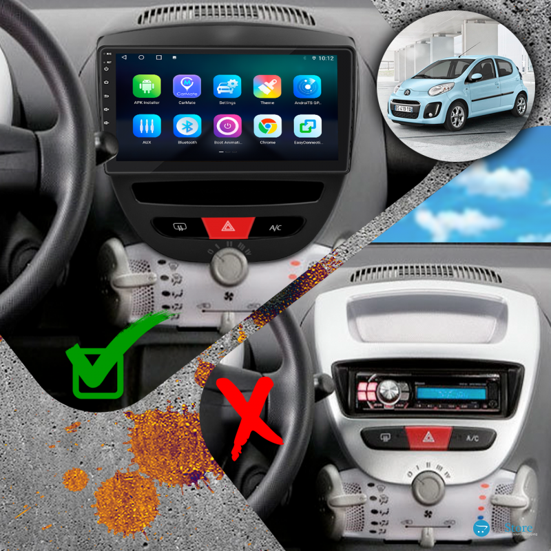 Штатная магнитола Lesko для Citroen C1 I Рестайлинг 2 2012-2014 экран 10" 4/64Gb 4G Wi-Fi GPS Top