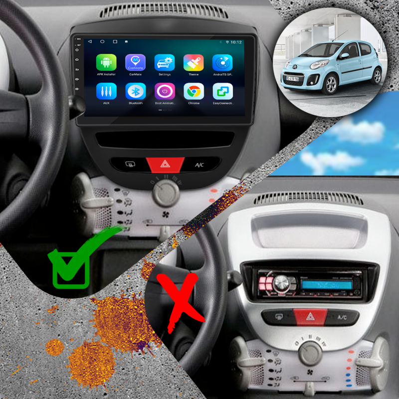 Штатная магнитола Lesko для Citroen C1 I Рестайлинг 2 2012-2014 экран 10" 4/64Gb 4G Wi-Fi GPS Top