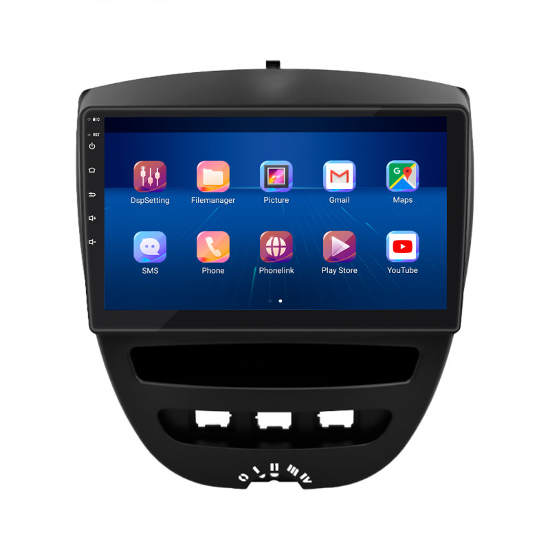 Штатная магнитола Lesko для Citroen C1 I Рестайлинг 2008-2012 экран 10" 2/32Gb 4G Wi-Fi GPS Top