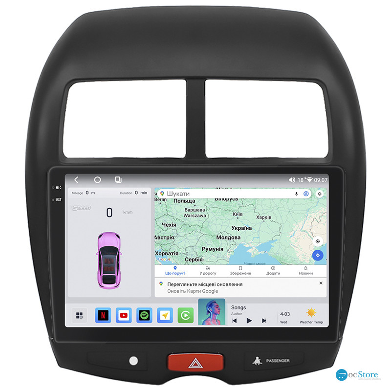 Штатная магнитола Lesko для Citroen C4 Aircross  2012-2017 экран 10" 4/64 QLED CarPlay 4G Wi-Fi GPS 360 Prime