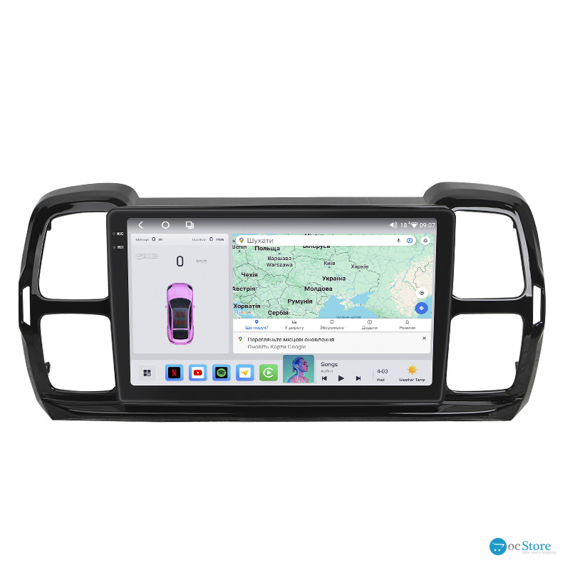 Штатная магнитола Lesko для Citroen C5 Aircross I 2018-н.в. экран 9" 4/64 QLED CarPlay 4G Wi-Fi GPS 360 Prime