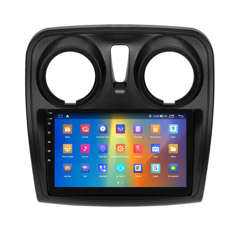 Штатная магнитола Lesko для Dacia Lodgy  2012-2017 экран 9" 4/64Gb CarPlay 4G Wi-Fi GPS Prime