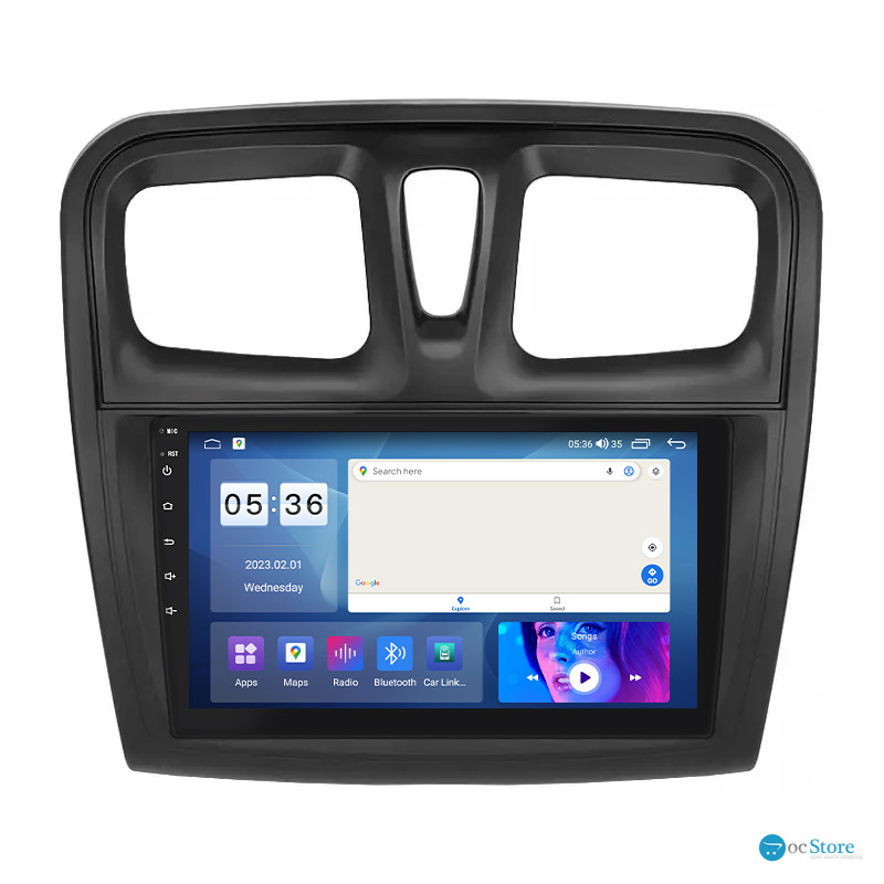 Штатная магнитола Lesko для Dacia Logan II Рестайлинг 2016-2020 экран 9" 2/32Gb CarPlay 4G Wi-Fi GPS Prime