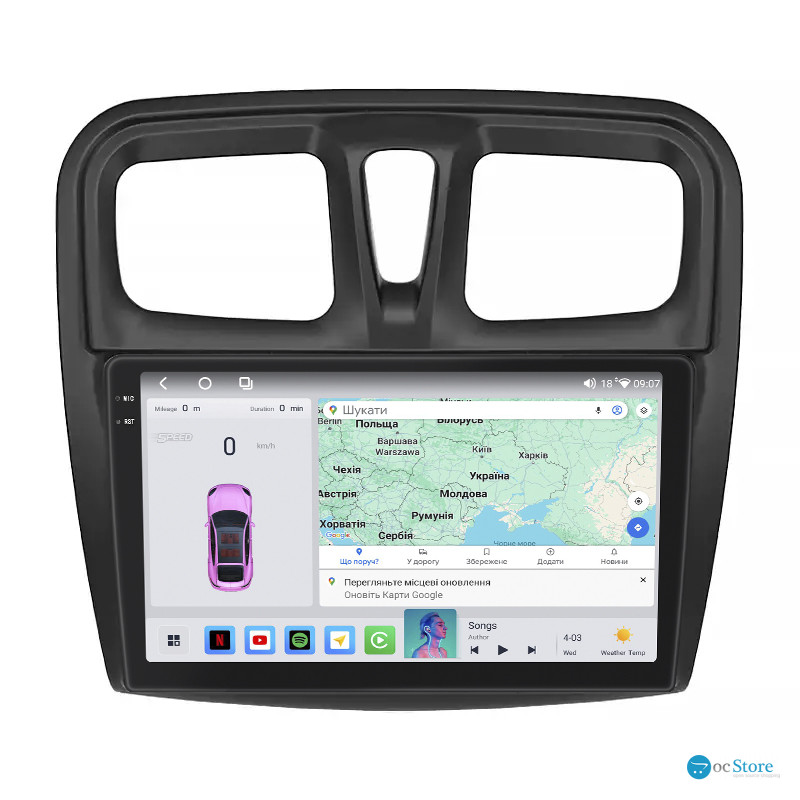 Штатная магнитола Lesko для Dacia Sandero II ver 3 2012-2016 экран 10" 4/64 QLED CarPlay 4G Wi-Fi GPS 360 Prime