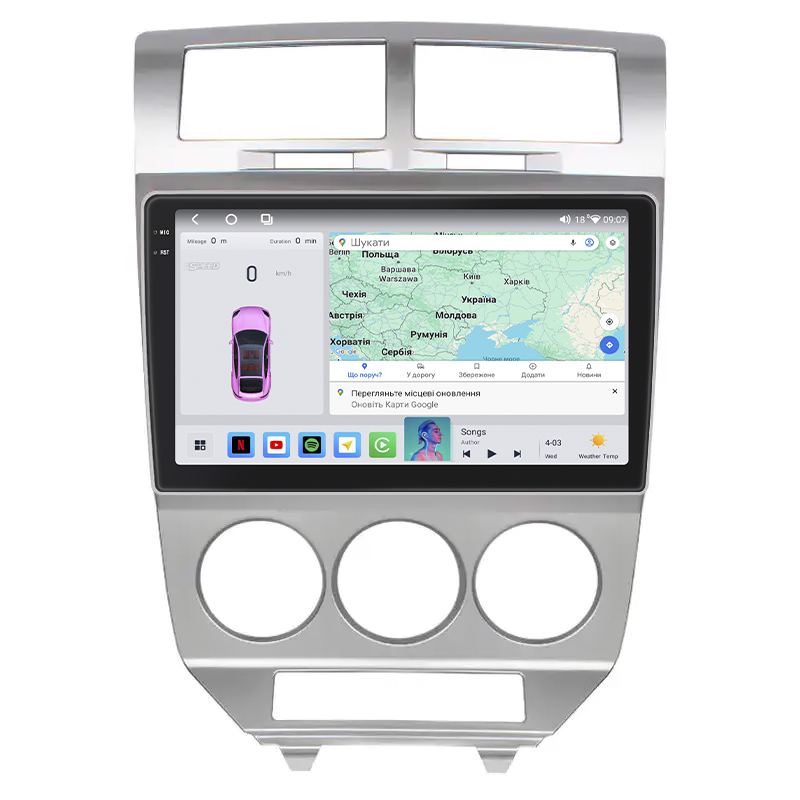 Штатная магнитола Lesko для Dodge Caliber I 2006-2009 экран 10" 4/64 QLED CarPlay 4G Wi-Fi GPS 360 Prime