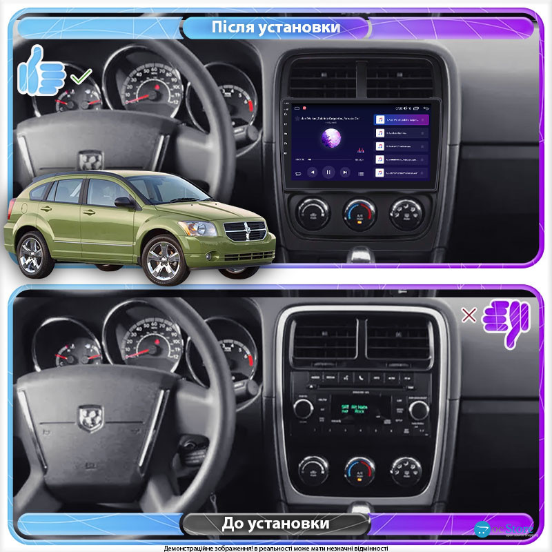 Штатная магнитола Lesko для Dodge Caliber I Рестайлинг 2009-2013 экран 9" 2/32Gb 4G Wi-Fi GPS Top