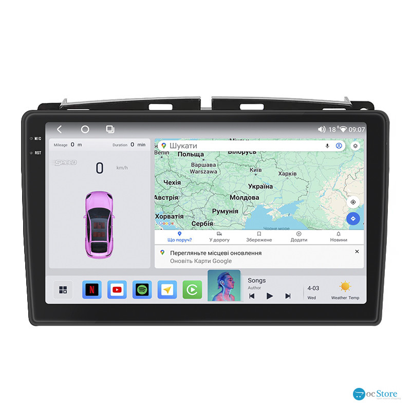 Штатная магнитола Lesko для Fiat 500 II Рестайлинг 2015-н.в. экран 9" 4/64 QLED CarPlay 4G Wi-Fi GPS 360 Prime
