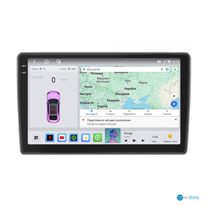Штатная магнитола Lesko для Ford C-MAX I 2003-2007 экран 9" 4/64 QLED CarPlay 4G Wi-Fi GPS 360 Prime