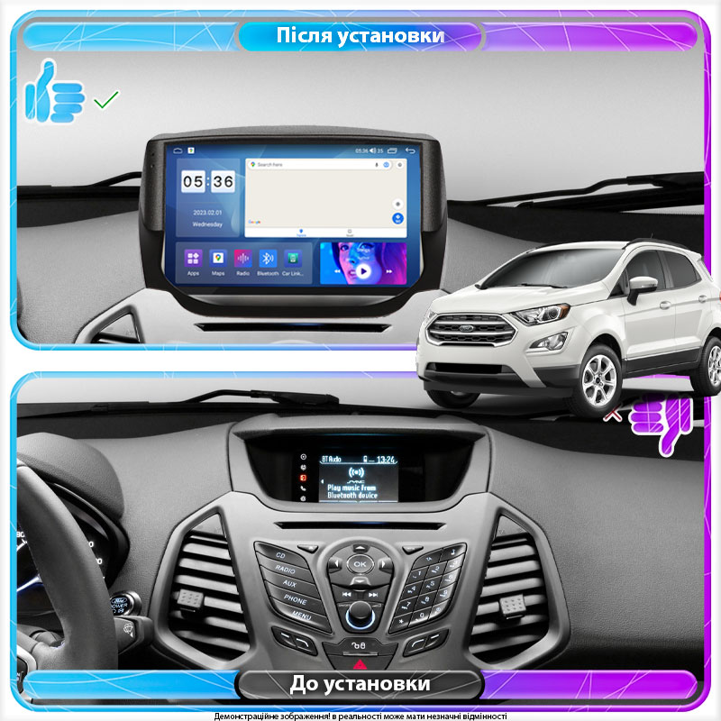 Штатная магнитола Lesko для Ford EcoSport I 2014-2018 экран 9" 2/32Gb CarPlay 4G Wi-Fi GPS Prime