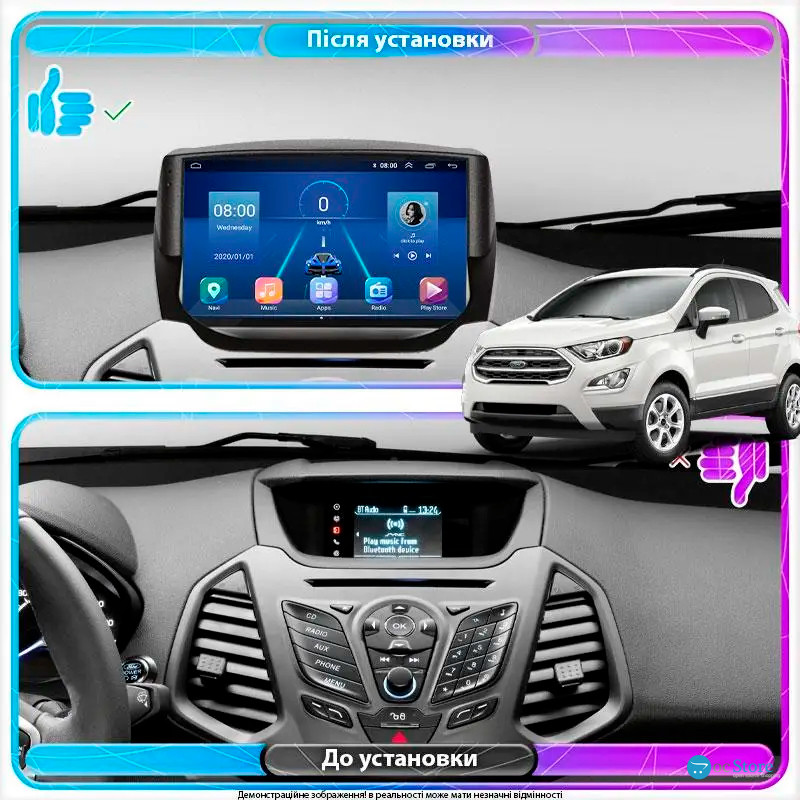 Штатная магнитола Lesko для Ford EcoSport I 2014-2018 экран 9" 6/128Gb 4G Wi-Fi GPS Top