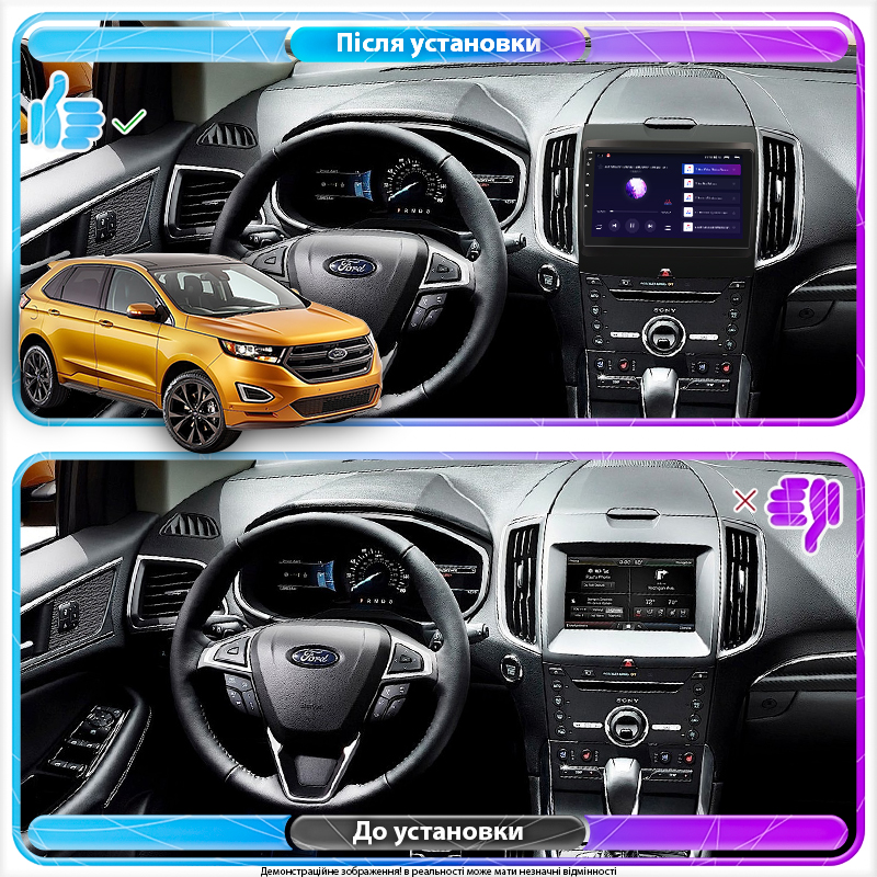 Штатная магнитола Lesko для Ford Edge II 2015-2018 экран 9" 2/32Gb CarPlay 4G Wi-Fi GPS Prime