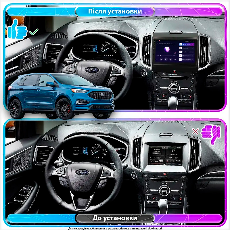 Штатная магнитола Lesko для Ford Edge II Рестайлинг 2018-н.в. экран 9" 2/32Gb Wi-Fi GPS Base