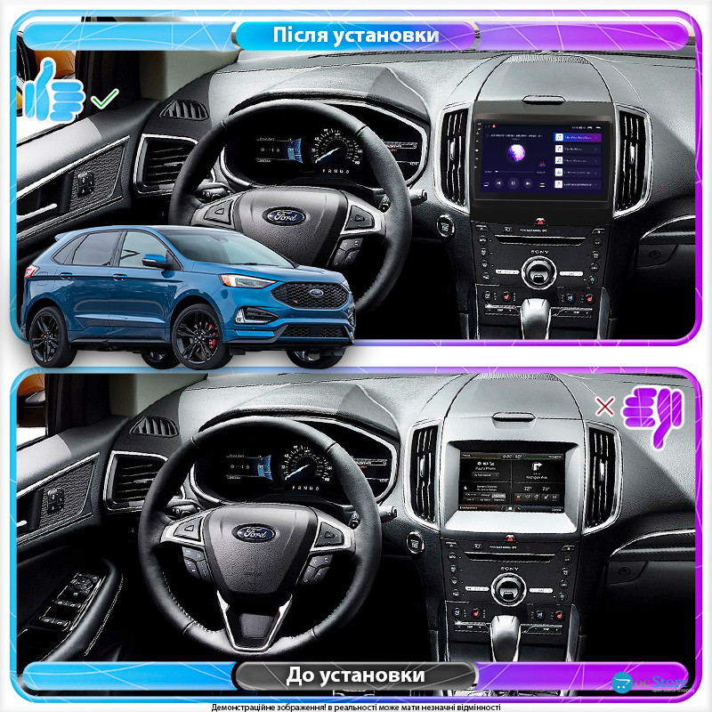 Штатная магнитола Lesko для Ford Edge II Рестайлинг 2018-н.в. экран 9" 2/32Gb CarPlay 4G Wi-Fi GPS Prime