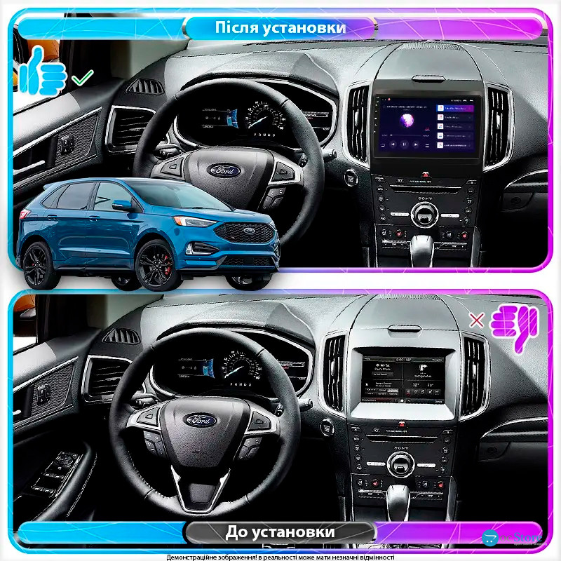 Штатная магнитола Lesko для Ford Edge II Рестайлинг 2018-н.в. экран 9" 6/128Gb 4G Wi-Fi GPS Top