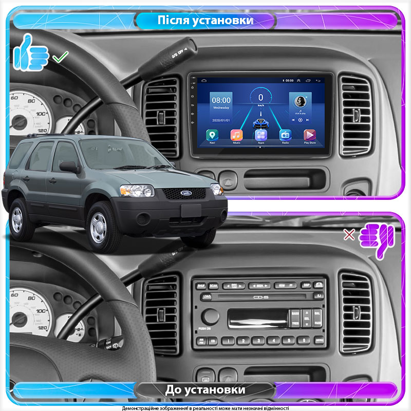 Штатная магнитола Lesko для Ford Escape I 2000-2004 экран 9" 2/32Gb 4G Wi-Fi GPS Top